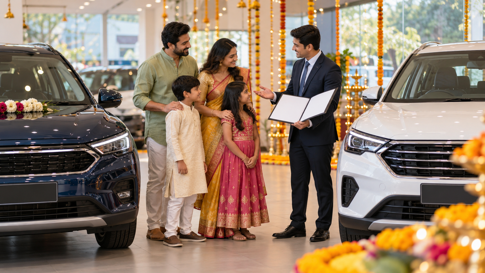 Buyer comparing a festival car offer with an itemised checklist