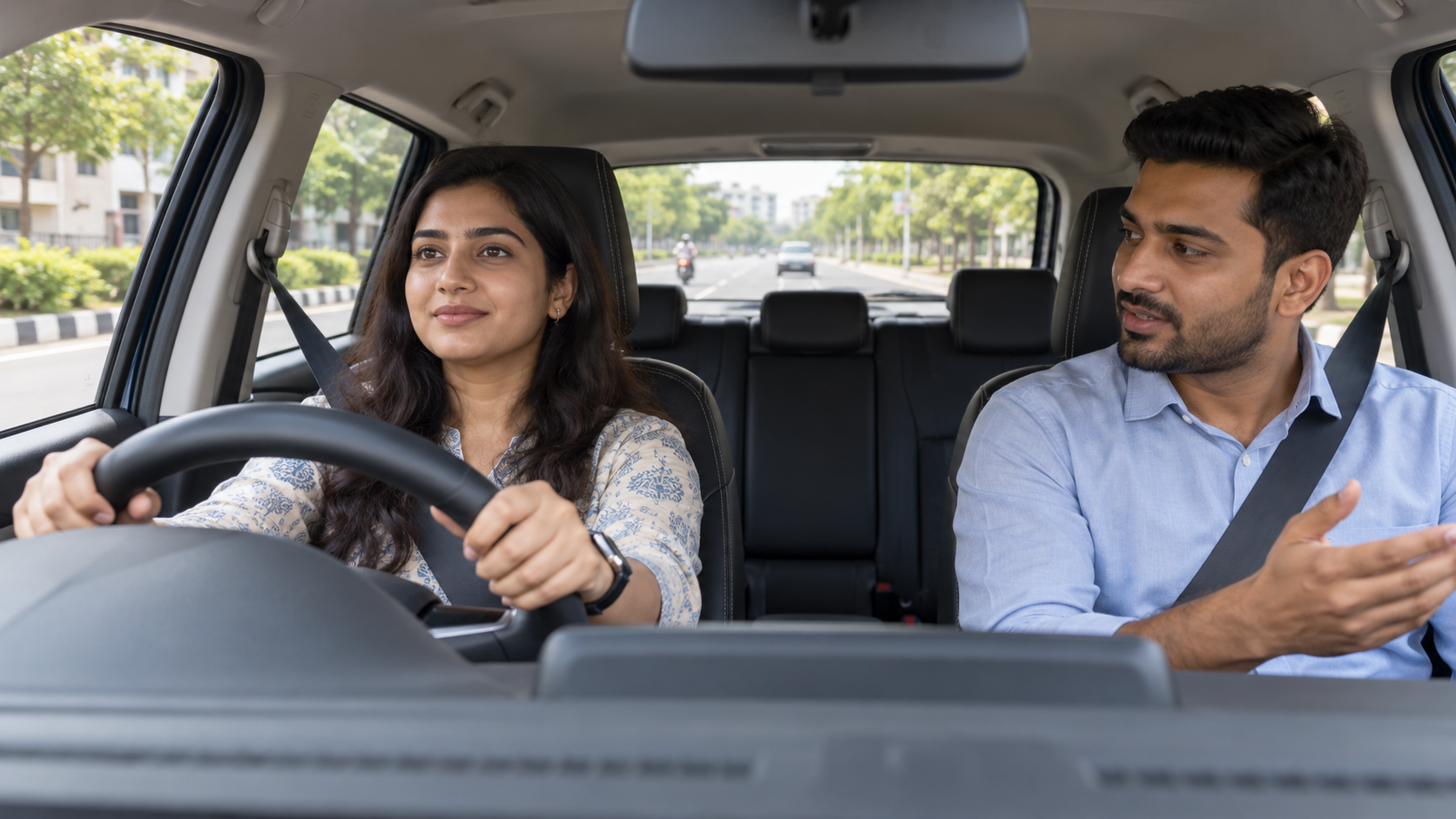 Prospective buyer test driving a compact SUV
