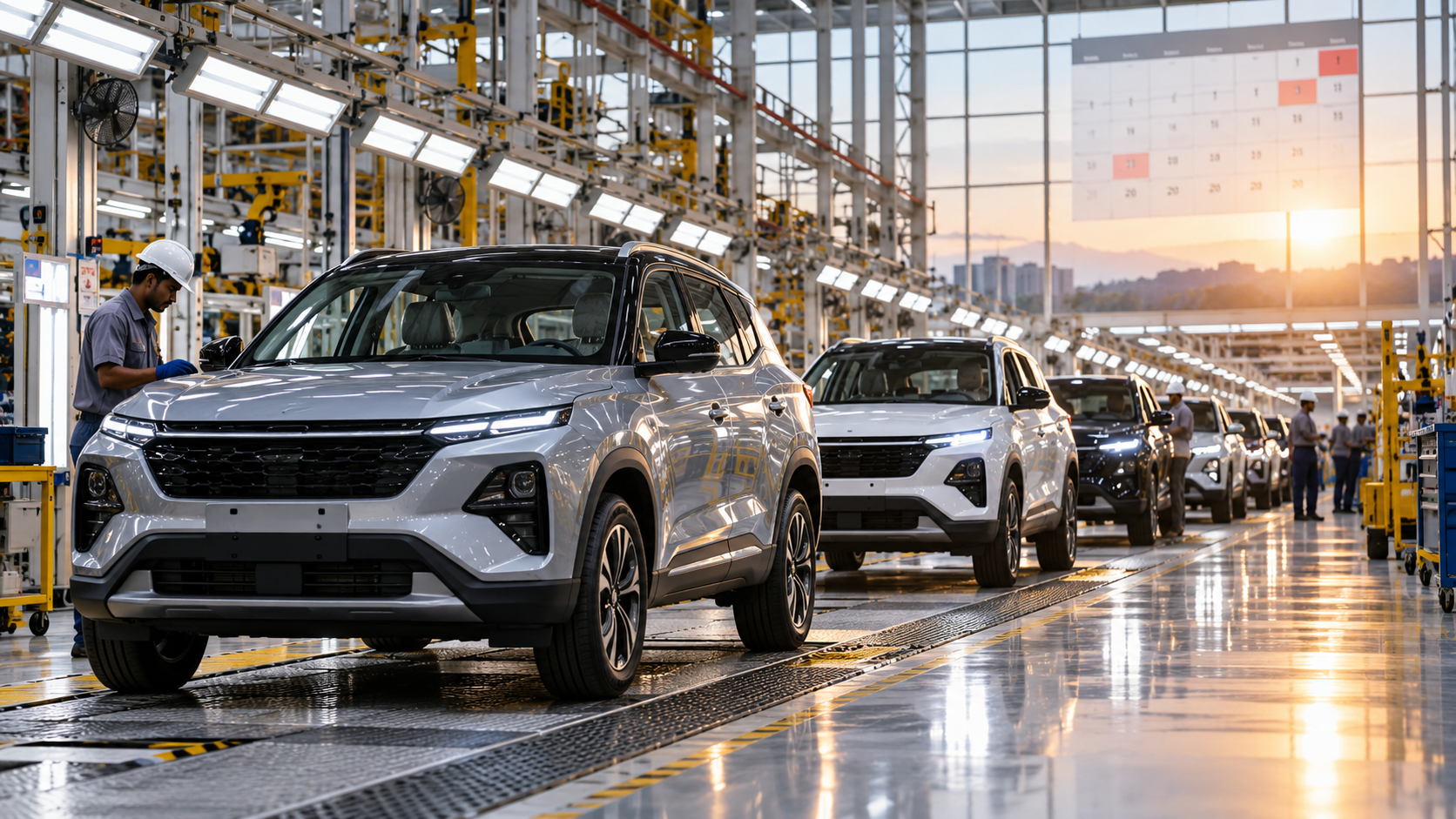Vehicle development timeline with prototype and production stages